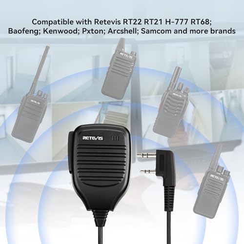 Retevis 2 Pin Walkie Talkie Shoulder Speaker Mic, 5 Pack