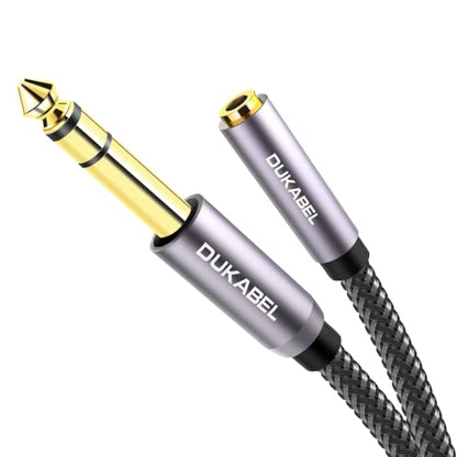 TopSeries Long 1/4'' Male to 1/8'' Female Adapter Cable (16ft/5M) 6.35mm to 3.5mm Phone Audio Connector Quarter Inch Adapter for Mixer Guitar Piano Amplifier Speaker and More | 24K Gold-Plated, Headphone to Speaker, Guitar, Digital Piano Keyboard Amplifie