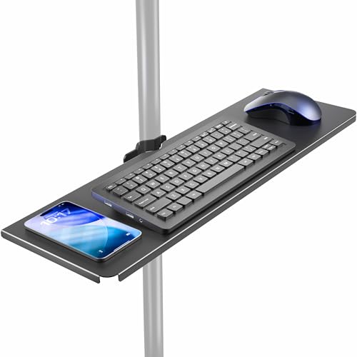 VIVO Universal Steel 24 x 8 inch Shelf Pole Mount for TV Cart, Attaches to 0.5” to 2.4” Poles, Speaker & Microphone Stands, Clamp-on Utility Storage Surface, Black, MOUNT-SF24P - size: 24 x 8 inch