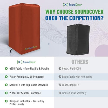 10-Inch PA/DJ Speaker Cover – Brown 420D Polyester with Silver UV50 Coating – Water-Resistant, Protective Bag for Stand-Mounted Powered Speakers – Lightweight, Open-Bottom Design (Single Cover) - size: 10 Inch Single Cover