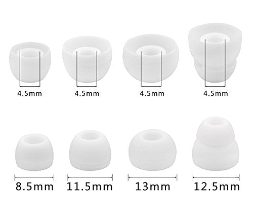 Ear Tips for Powerbeats 2 3 Wireless Earphone, SML 3 Sizes 6 Pair Ear Tips & 2 Pair Double Flange Silicone Replacement Earbud Tips, Fit for Powerbeats 3 Wireless PB2 [8 Pair](Black/White)