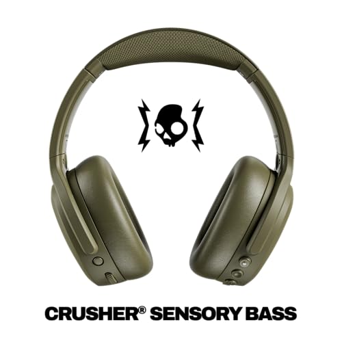 Skullcandy Crusher ANC 2 Noise Cancelling Wireless Headphones - Drab | Multi-Sensory Crusher Bass, Over-Ear Fit, Bluetooth, 60 Hours Battery, Working Out, Gym, Travel, Studying, Music, Gaming - color: Drab