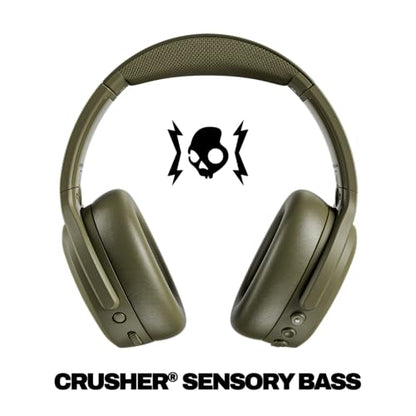 Skullcandy Crusher ANC 2 Noise Cancelling Wireless Headphones - Drab | Multi-Sensory Crusher Bass, Over-Ear Fit, Bluetooth, 60 Hours Battery, Working Out, Gym, Travel, Studying, Music, Gaming - color: Drab