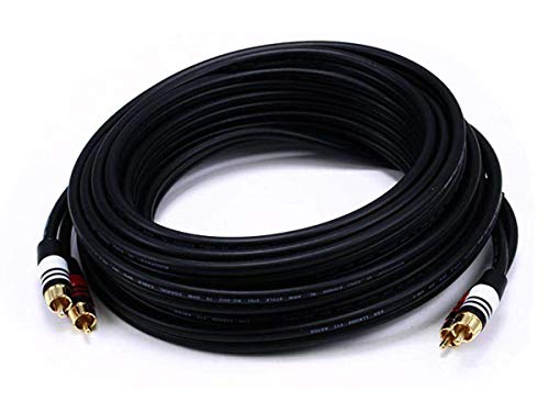 Monoprice 102866 25-Feet Premium 2 RCA Plug to 2 RCA Plug 22AWG Cable - Black - size: 25ft