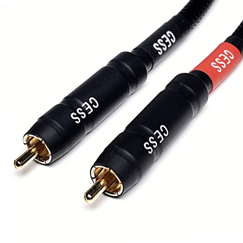 CNCESS Braided RCA Male to Male Stereo Cable, 1 ft, 2-Pack - size: 1 Foot