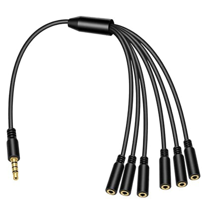 3.5mm Multi Headphone Splitter, 3.5mm Splitters 1 to 6 Ways 1/8inch TRS Male to 6 Female Multiple Headphone Jack Splitter Audio Splitters Cable Headphones Cord for Earphone Headset Laptop Phone, 1.5FT