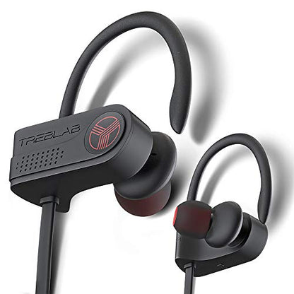 TREBLAB XR700 Wireless Earbuds - Bluetooth 5.0, IPX7 Waterproof | Noise Cancelling, Adjustable Earhooks, 9H Battery, Deep Bass, Mic - Sports Running Headphones for Workouts, Gym, Travel