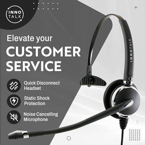 INNOTALK Phone Headset Compatible with Avaya Merlin Magic 4406D+ 4412D+, 4424D+, 4424LD+ Noise Cancel Phone Headset - Luxury Monaural Headset + HIC Headset Cord - size: Pro Monaural