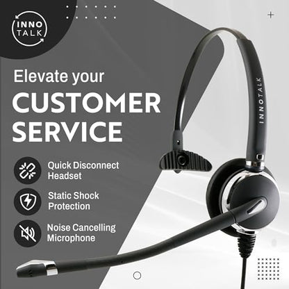 INNOTALK Phone Headset Compatible with Avaya Merlin Magic 4406D+ 4412D+, 4424D+, 4424LD+ Noise Cancel Phone Headset - Luxury Monaural Headset + HIC Headset Cord - size: Pro Monaural