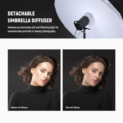 NEEWER 65"/165cm Parabolic Reflective Umbrella Photography with Silver Inner, Soft Lighting with Diffuser Cover, Bag, Quick Fold for Camera Photo Studio Video Light Shooting Monolight Flash, NS3U - color: Silver, size: 65"