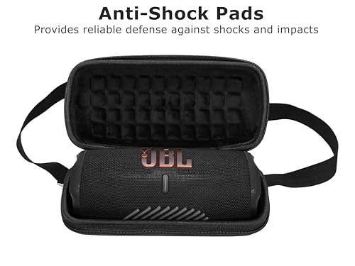 Ginsco Hard Carrying Case for JBL Charge 5/Charge 4 Waterproof Portable Bluetooth Speaker, Travel Case with Adjustable Shoulder Strap and Anti-Slip Handle, Hard Shell Shockproof Protective Cases