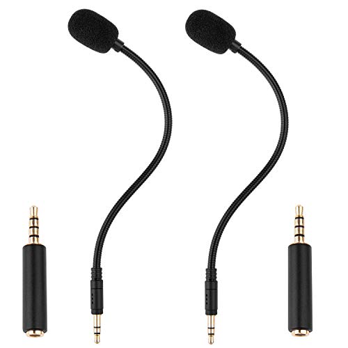 3.5mm Mic Replacement for Turtle Beach Stealth Pro Gaming Headset, Laptop | PC Computer, GoPro Insta360 One RS Camera, PDP Afterglow AG6 - Plug in Gooseneck Aux Microphone, 2-Pack