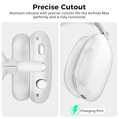 AHASTYLE Silicone Case Cover for AirPods Max Headphones (USB-C/Lightning) - color: Matte Clear