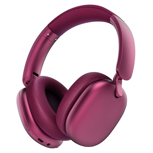 C6 Active Noise Cancelling Headphones, Wireless Over Ear Bluetooth Headphones, 60H Playtime, Lightweight Folding Deep Bass Comfort Fit Ear Cups Headset with Mic for iPad/Travel/PC/Home Red - color: Red