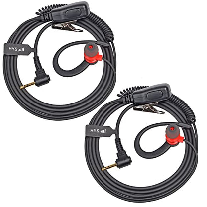 HYS 2-Way Radio Headset, G Shape Earphone with PTT&Mic for 2.5mm Talkabout | Walkie Talkie Earpiece with Mic for Motorola Talkabout T200 T400 T402 T600 T800 T260TP MH230R MR350R FRS/GMRS Radios - size: 2PCS