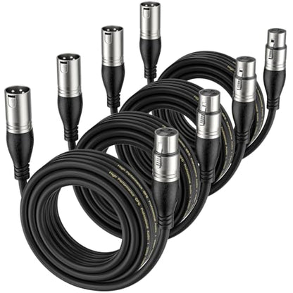 EBXYA XLR Cable 15ft 4 Packs Microphone Cable with 3-Pin XLR Male to Female | Balanced, Professional Shielded, for Mic, Mixer, Speaker Systems, Radio Station and Podcast, Black - color: Black, size: 15 Feet-4 Pack