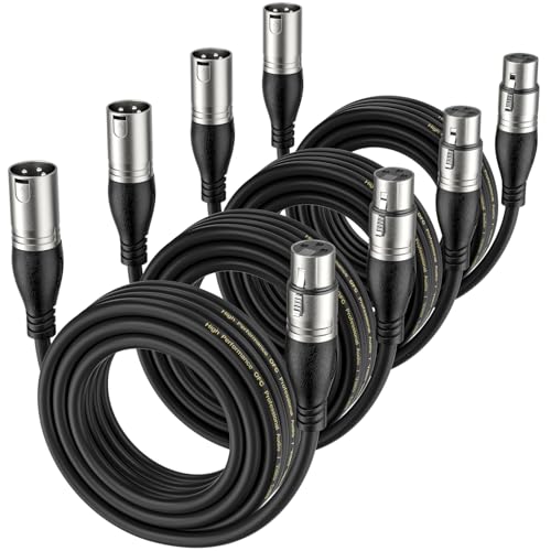 EBXYA XLR Cable 25ft 4 Packs Microphone Cable with 3-Pin XLR Male to Female | Balanced, Professional Shielded, for Mic, Mixer, Speaker Systems, Radio Station and Podcast, Black - color: Black, size: 25 Feet-4 Pack