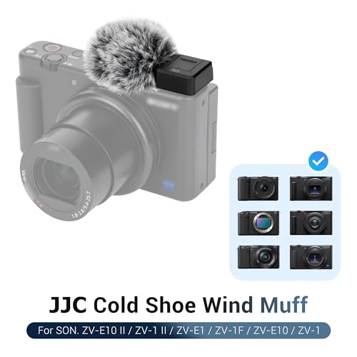 Cold Shoe Wind Muff Furry Windshield & LED Light Flash Attachment for Sony ZV-E10 II ZVE10 ZV-1F ZV1F ZV-1 II ZV1 ZV-E1 ZVE1 Vlog Cameras, Black Color