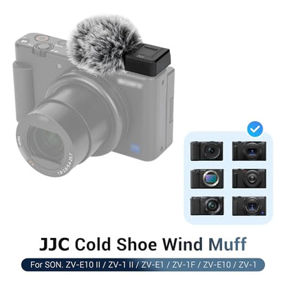 Cold Shoe Wind Muff Furry Windshield & LED Light Flash Attachment for Sony ZV-E10 II ZVE10 ZV-1F ZV1F ZV-1 II ZV1 ZV-E1 ZVE1 Vlog Cameras, Black Color