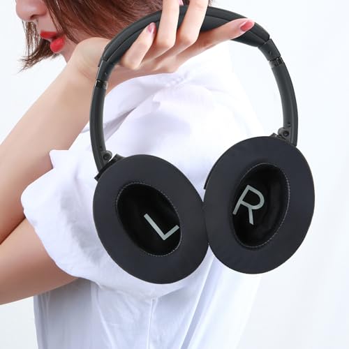 Ear Cushions for Bose QuietComfort 45 QC45 QC35 ii QC35 Ear Pads Headphones Gel Earpads Replacement with Upgraded Memory Foam, Cooling Silicone Gel and Milk Silk Fabric - color: QC45 Black, style: Milk Silk Fabric+Silicone Gel