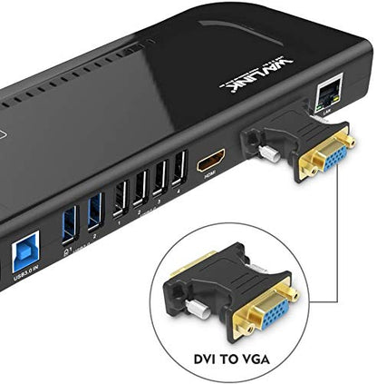 WAVLINK Universal Docking Station Dual 1080P Monitor for Mac, Windows | Displaylink Dock For USB 3.0/USB-C Laptop, with DVI HDMI VGA Gigabit Ethernet, Audio, 6 USB Ports for Workstation