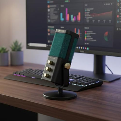 Sades Night Owl USB Gaming Microphone – Cardioid Condenser Mic with RGB Lighting, Gain Control, Plug and Play for PC, Streaming & Podcasting (Black) - color: Black