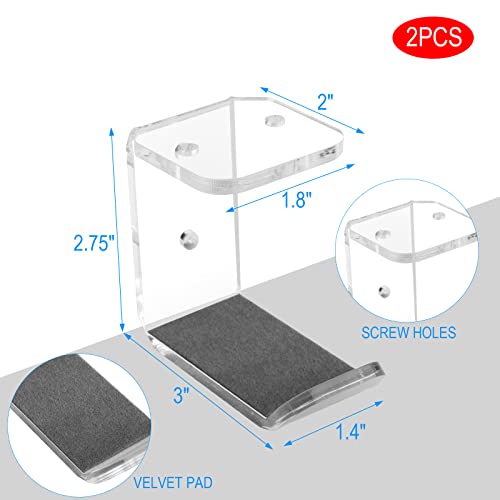 Cosmos 2 Pcs Headphone Hanger Mount Under-Desk Headset Hanger Hook Earphone Holder Wall Mount Hooks with Adhesive Tape & Screw Set Compatible with PC Gaming DJ Headset, Acrylic (Transparent Clear) - color: Transparent Clear