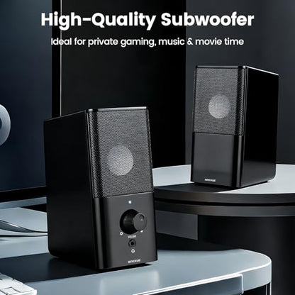 H21 Classic Computer Speakers for Desktop PC, Full Stereo Sound, USB-Powered, Gaming Speaker with 3.5mm Aux Multimedia for Laptop/Desktop/Tablets/Phone(Black