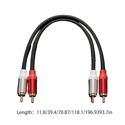 2-Pack 2RCA to 2RCA Audio Cable 1FT, Short Dual RCA Male to Male Stereo Interconnect Connectors for Subwoofer, Amplifier, Speaker and Turntable - color: black