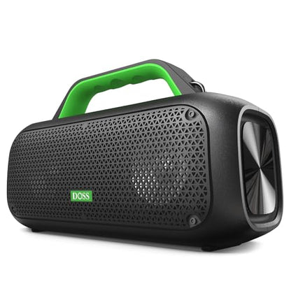 DOSS Extreme Boom Portable Bluetooth Speaker with 60W Mighty Sound-Green | 60W Deep Bass, 30H Playtime,10400mAh Power Bank, IPX6 Waterproof, TWS, BT 5.3, For Camping, Beach, Pool, Grage, Parties. - color: Green