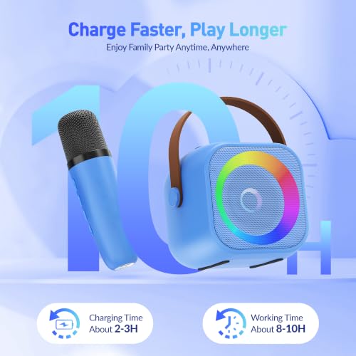 Mini Karaoke Machine for Kids Adults: Portable Bluetooth Karaoke Speaker with 2 Wireless Microphones, Karaoke Gifts for Girls Boys Ages 4-12+ Years Old Christmas Birthday Home Party(Navy Blue) - color: Navy Blue
