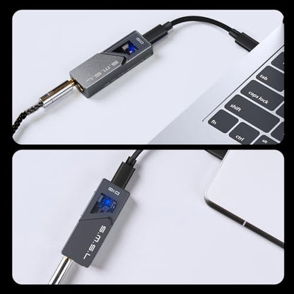 S.M.S.L D10 Headphone Amplifier USB Potrable Dac with 3.5mm & 4.4mm Balacnced Dual Mini Audio Amp Outputs Support 500mw 16ΩDSD256 PCM 32bit/384khz Hi-Res Earphone Amp for Smartphones/PC/Laptops (Grey) - color: Grey