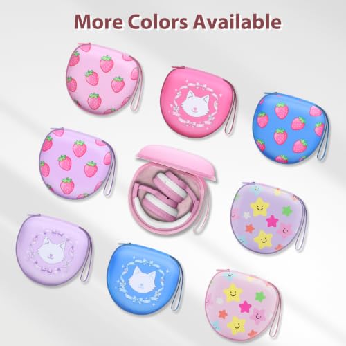 Kids Headphones Case for Tonies/iClever Etc Headphone,Cat Pink,Case Only | for iClever BTH12 HS19 BTH20 BTH22 BTH26/Candy Bila/Acer/JBL Junior 320/MIDOLA/JoySpark/ADOOPE Etc Girls Boy Kid Headphone - color: Cat Pink