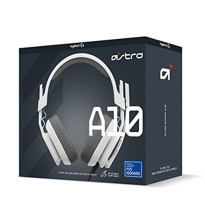 Astro A10 Gaming Headset Gen 2 Wired Headset, Over-Ear Gaming Headphones, Lightweight & Damage Resistant, Flip-to-Mute Microphone, 32 mm Drivers, Compatible with PS5, PS4, Nintendo Switch, PC - White