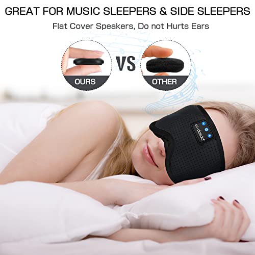 Sleep Headphones Sleep Mask with Bluetooth Headphones, LC-dolida Eye Mask for Sleeping Eye Pillow Sleeping Headphones for Side Sleepers Thin Speaker Cool Gadgets Gifts for Men&Women - color: Black Silk