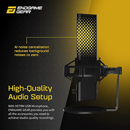 ENDGAME GEAR XSTRM USB RGB Microphone for PC Gaming, Cardioid Gaming Mic, Black | USB RGB condenser gaming microphone, cardioid pickup, plug and play, for PC gaming and streaming - color: Black