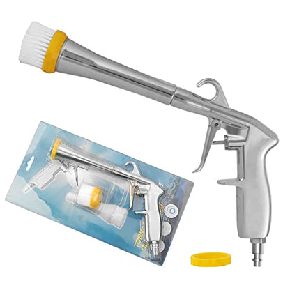 Car Cleaning Gun - High Pressure Air Blow Interior Detailing Kit With Air Duster Blower - Compressor Needed Tools (Silver)