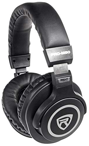 Rockville PRO-M50 Closed-Back Studio Headphones with Detachable Coil Cable | 40mm Neodymium Drivers, 32 Ohm, Over-Ear, Includes Hard Leather Case, Extra Ear Pad, Gold Plated 1/4" Adapter, OFC Cable - color: Black