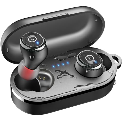 TOZO T10 Wireless Earbuds Powerful Bass Stereo Wireless Charging, APP, IPX8 | Waterproof, 55H Playtime, Ergonomic Design In Ear buds, App Customize EQ, Bluetooth 5.3 Headphones for Work, Travel, Black - color: Black