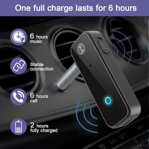 2 Pack Aux Bluetooth Adapter for Car, 2 in 1 Bluetooth 5.3 Transmitter Receiver for Headphones Car Home Audio Speaker, Portable 3.5mm Wireless Audio Receiver, Hands-Free Call