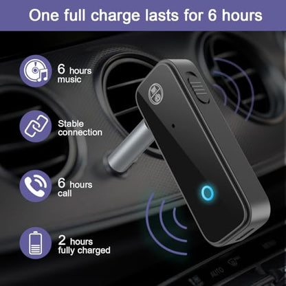 2 Pack Aux Bluetooth Adapter for Car, 2 in 1 Bluetooth 5.3 Transmitter Receiver for Headphones Car Home Audio Speaker, Portable 3.5mm Wireless Audio Receiver, Hands-Free Call