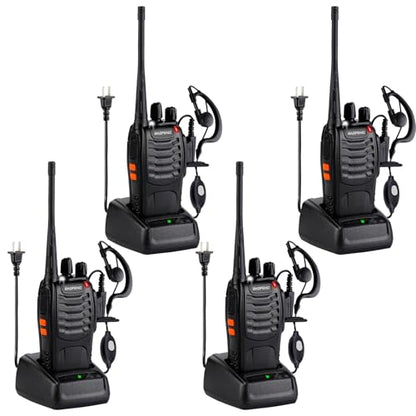 Baofeng Walkie Talkies 888S Rechargeable Long Range with Earpieces for Adults, 16 Channel Professional Radio Handheld Two Way Radios Li-ion Battery and Charger Included (4pack with 4 earpiece) - color: 4pack with 4 earpiece