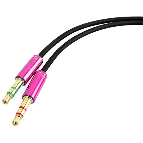 3.5mm Headphone Splitter Adapter Female to 2X 3.5 mm Male Converter Cable Headphone Mic Audio Y Splitter Cable Smartphone Headset to PC Adapter –for Microphone with 4 Pin (Pink) - color: Pink