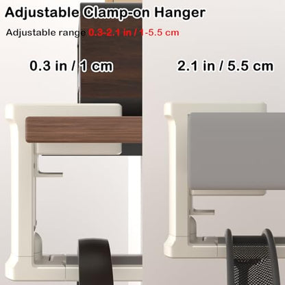 Headphone Holder Adjustable Clamp-on Headphone Hook | Under Desk Gaming Headset Holder Mount Hook with Rotating Clamp (White) - color: White