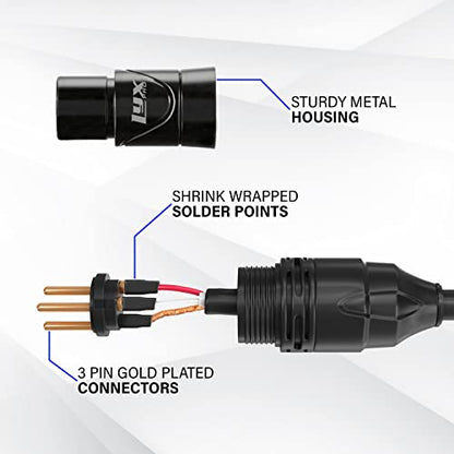 LyxPro 3 ft XLR Mic Cable, Right-Angle Male to Female, Red - color: Red, size: 3 Feet Angled Male