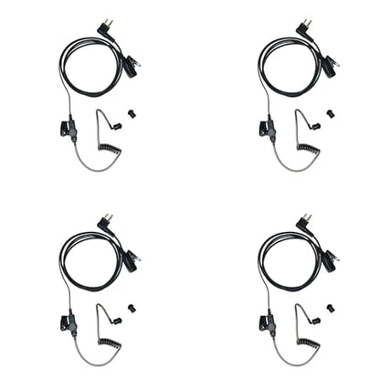 2Pin Earpiece Headset with Mic PTT Compatible with Motorola CP200 CP200D CP185 CP100D CLS1410 CLS1110 BPR40 MAGONE BC130 DLR1060 M1 R2 Walkie Talkie 2 Way Radio with Black Acoustic Tube,4 Pack
