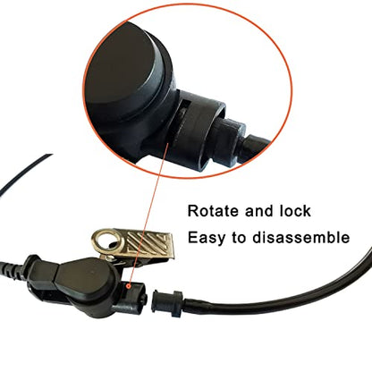 Black Earpiece Replacement Acoustic Tube FBI Style for Two-Way Radio | 2 Pack Radio Earpiece Acoustic Tube, Fins Ear Mold for Motorola Kenwood Walkie Talkie Headsets - color: Black-Fins