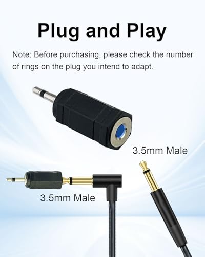 2.5mm Mono Male to 3.5mm Mono Female Adapter | 2-Pole 2.5mm to 3.5mm Jack Adapter Converter for Headphones Speakers Mobile Devices, 2pcs