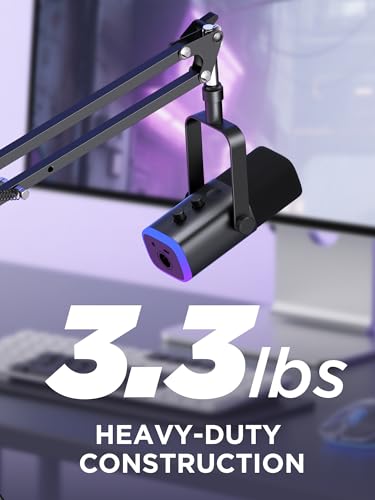 InnoGear Boom Arm Microphone Mic Stand for Blue Yeti HyperX QuadCast SoloCast Snowball Fifine Shure SM7B and other Mic, Medium + InnoGear Low Profile Mic Arm, 360° Rotatable Microphone Boom Arm Mic St