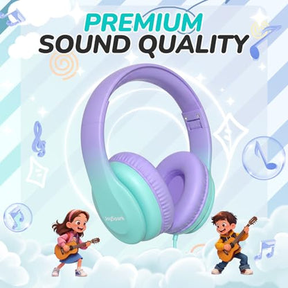 JoySpark Kids Headphones for School Toddler, 3.5mm Jack, Gradient Purple - color: Gradient Purple